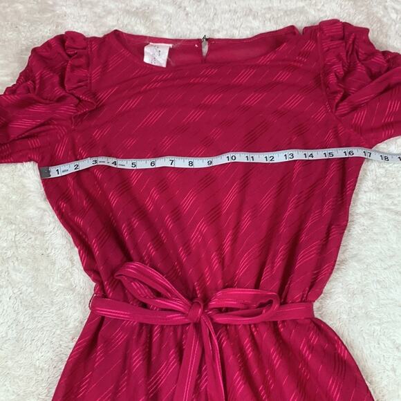 Vintage 70s New Raves hot pink secretary day midi dress, small - Picture 4 of 8